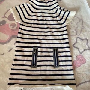 New Baby Striped Knit Dress with Zipper Pockets